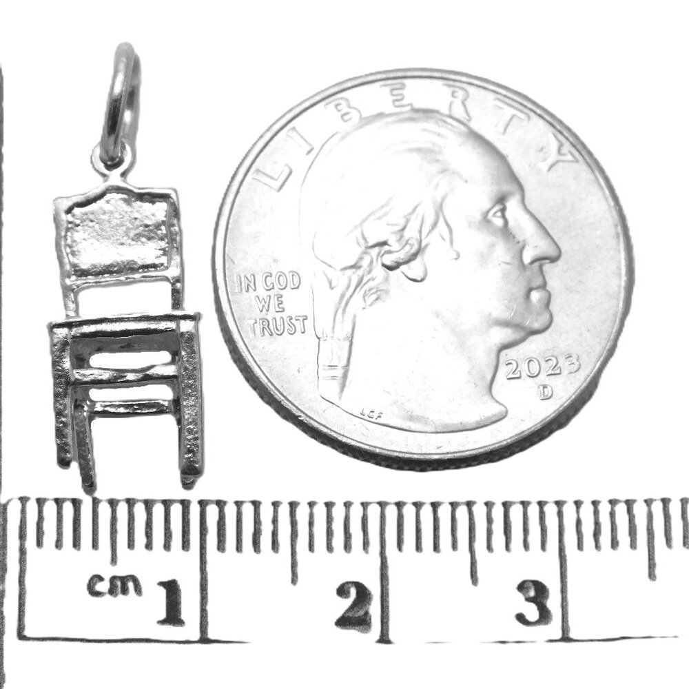 .925 Sterling Silver 3D Chair Pendant Charm - Picture 2 of 3